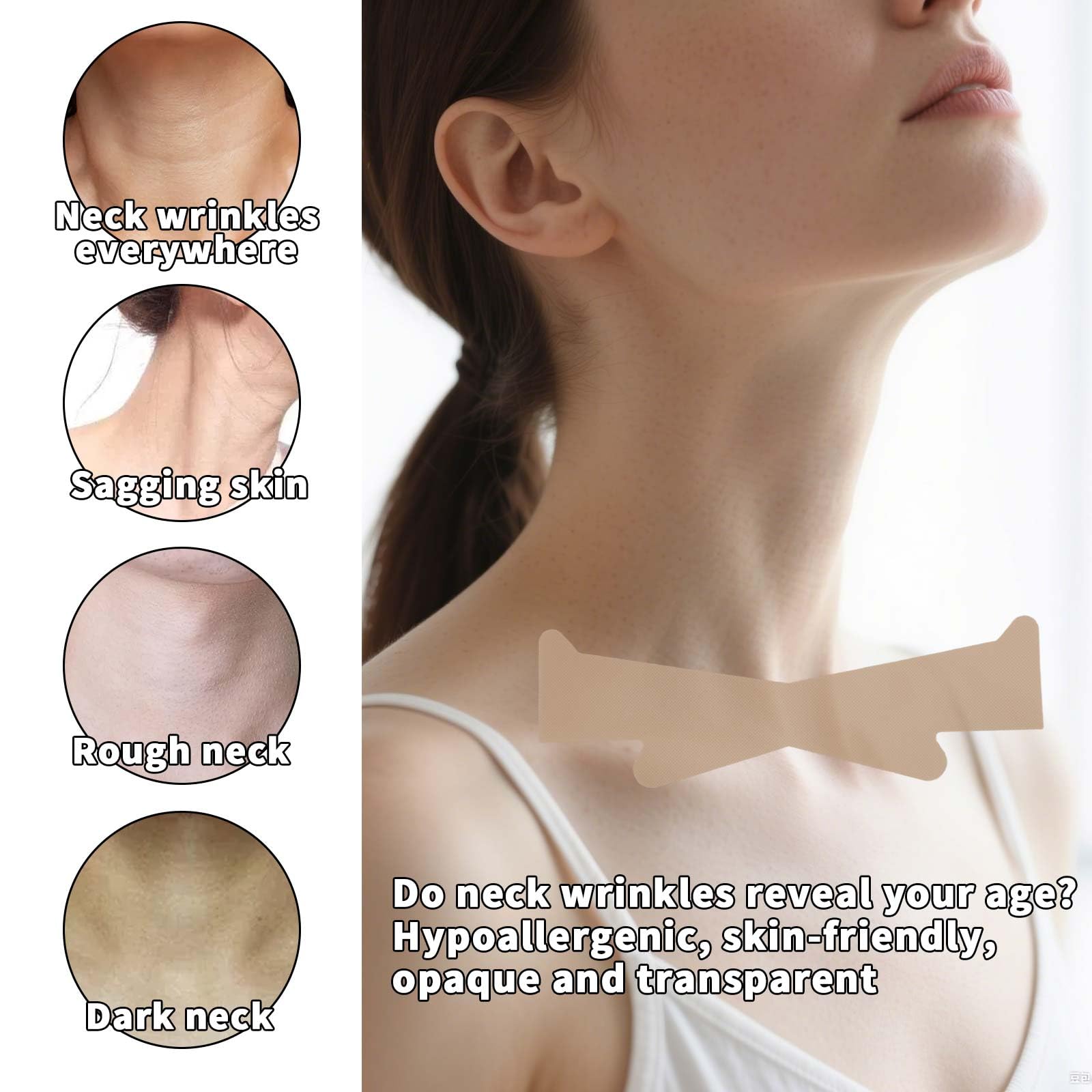 20pz Invisibili Istantanei Nastro Sollevamento Collo, Riutilizzabili Elastiche Cerotti Antirughe Collo Impermeabili e Traspiranti Nastro Sollevamento Viso da Usare Prima Trucco