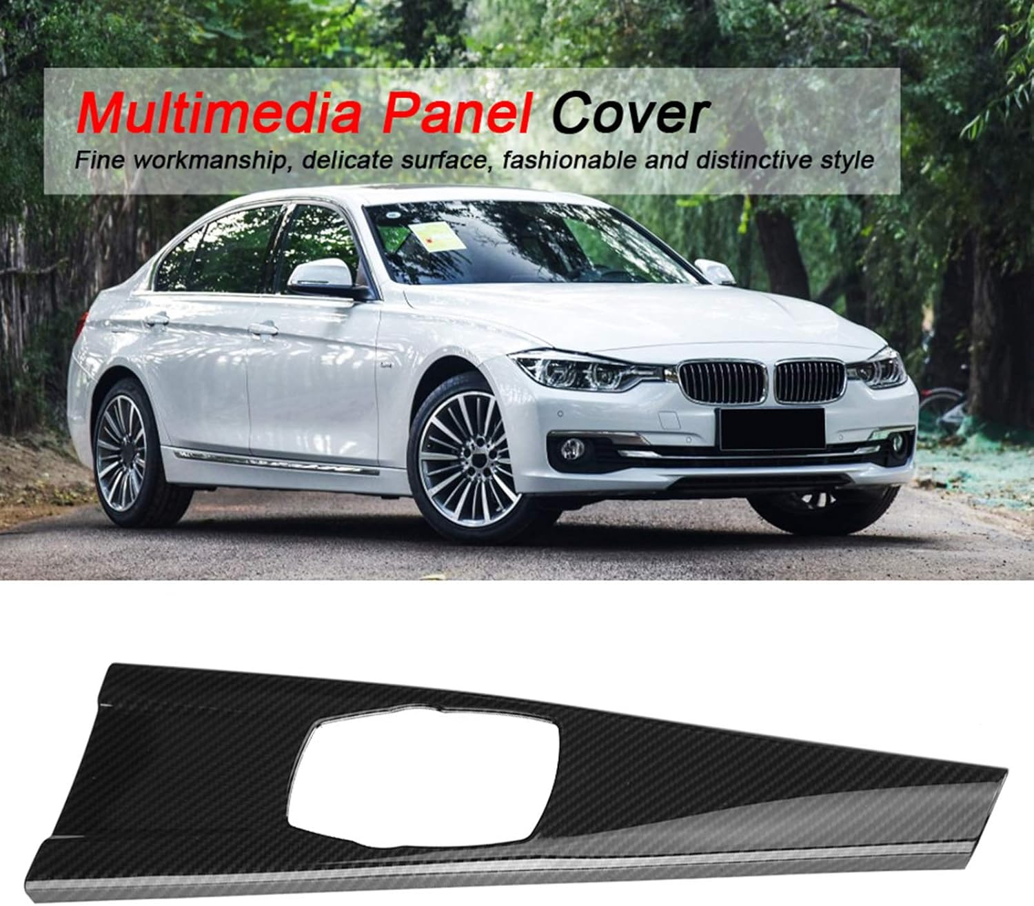 Carbon Fiber Interior Trim Compatible with BMW 3 Series F30 F34 & 4 Series F33 F36 (2013–2019), Center Console Panel Cover for Left-Hand Drive