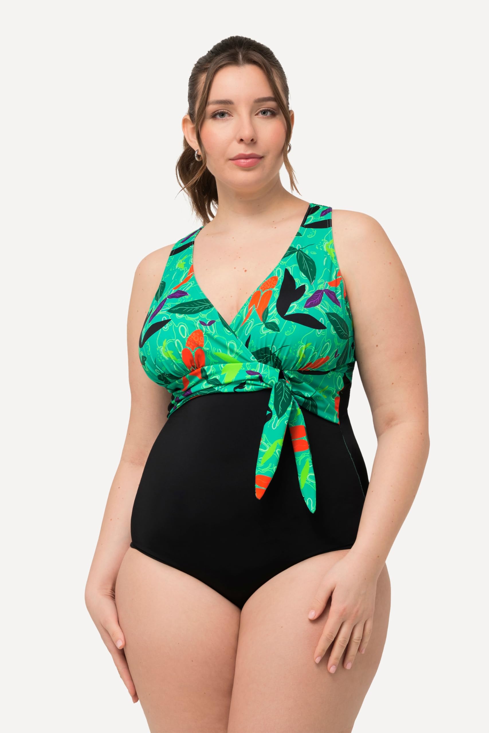 Ulla Popken Femme Grandes Tailles Maillot de Bain Aspect Dos Nu. Nœuds et Bonnets Souples 827767