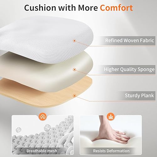 Miniatura 7 de BestOffice Silla de oficina ergonómica de malla para computadora, soporte lumbar, taburete ejecutivo ajustable, silla giratoria con ruedas para