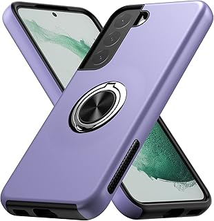 MMHUO for Samsung S22 Case,Dual Layer Military Grade Drop Protection Slim Samsung S22 Kickstand Case with Hidden Ring Holder Shockproof Protective Phone Case for Samsung Galaxy S22 5G(2022),Purple
