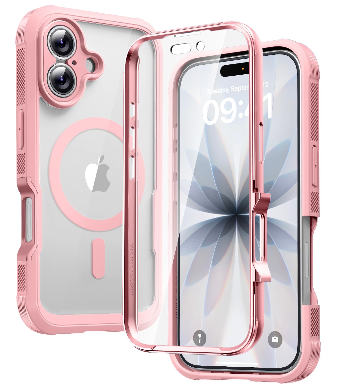 Diaclara Magnetic for iPhone 17 Case, Full Body &amp; Screen Protector,Pink