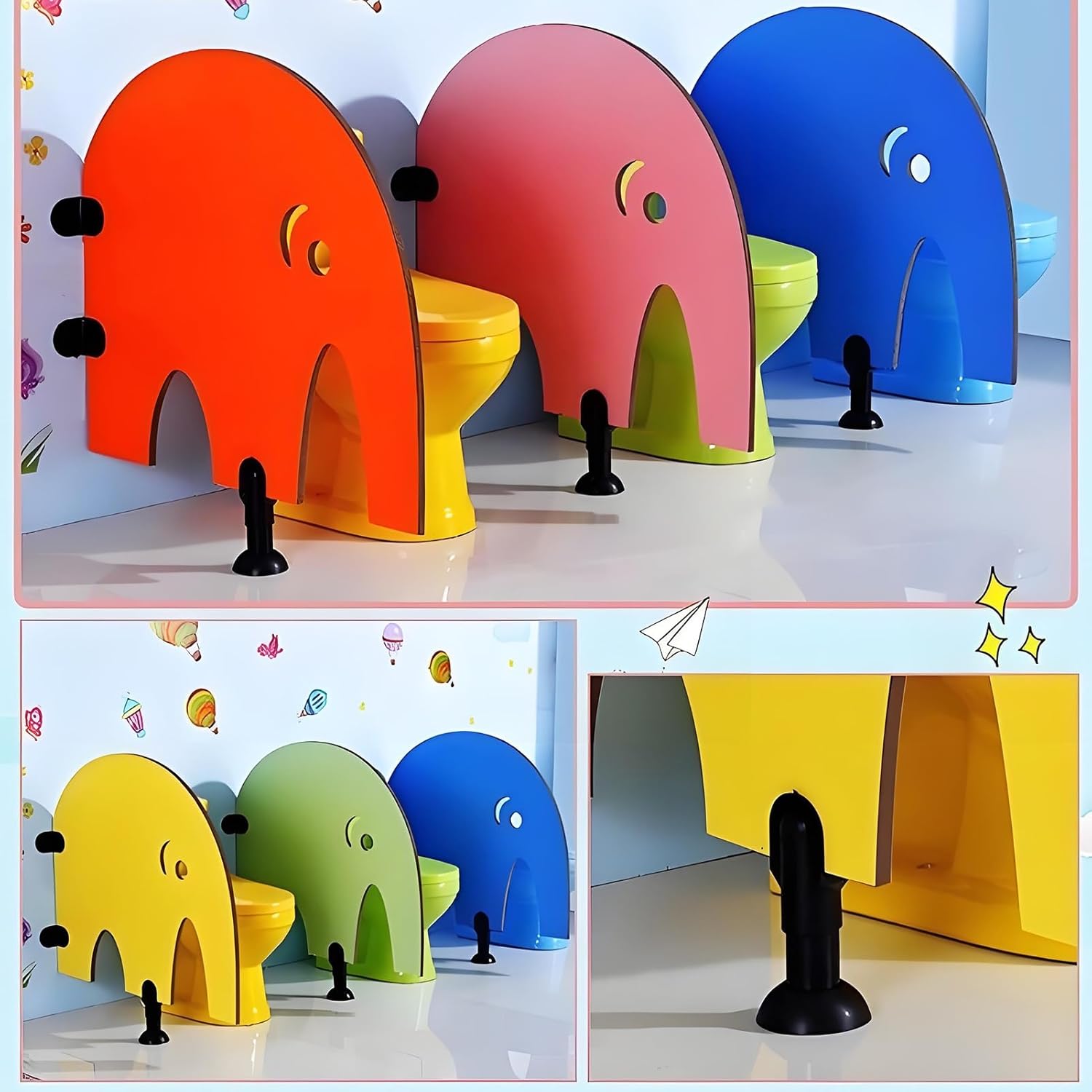 Children's Urinal Screen Toilet Partition, Floor-Mounted Urinal Partition, Indoor Urinal Baffle Privacy Screen Divider with Supporting Feet, for Schools/Kindergartens(Blue,60x60cm-