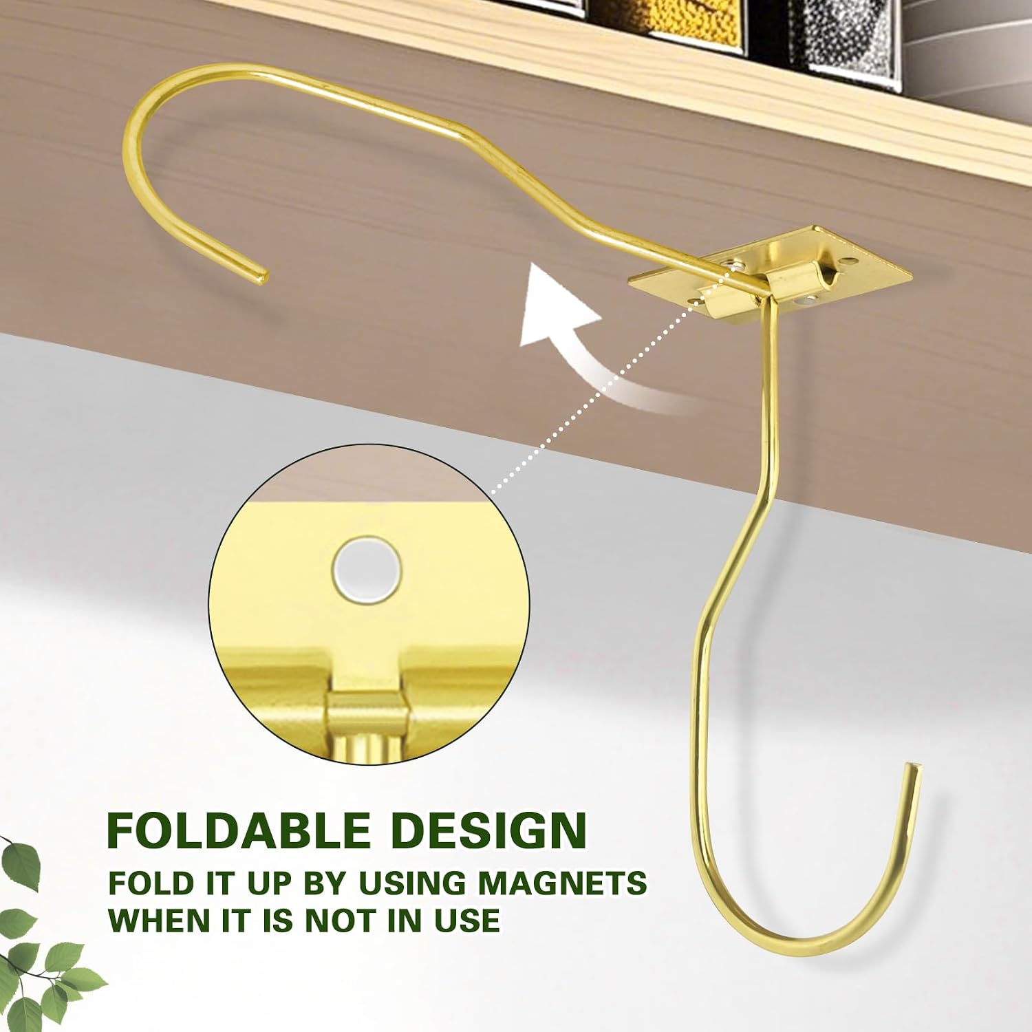 Space Saving Banana Hanger Hook with Self Adhesive 2Pack Gold image 3