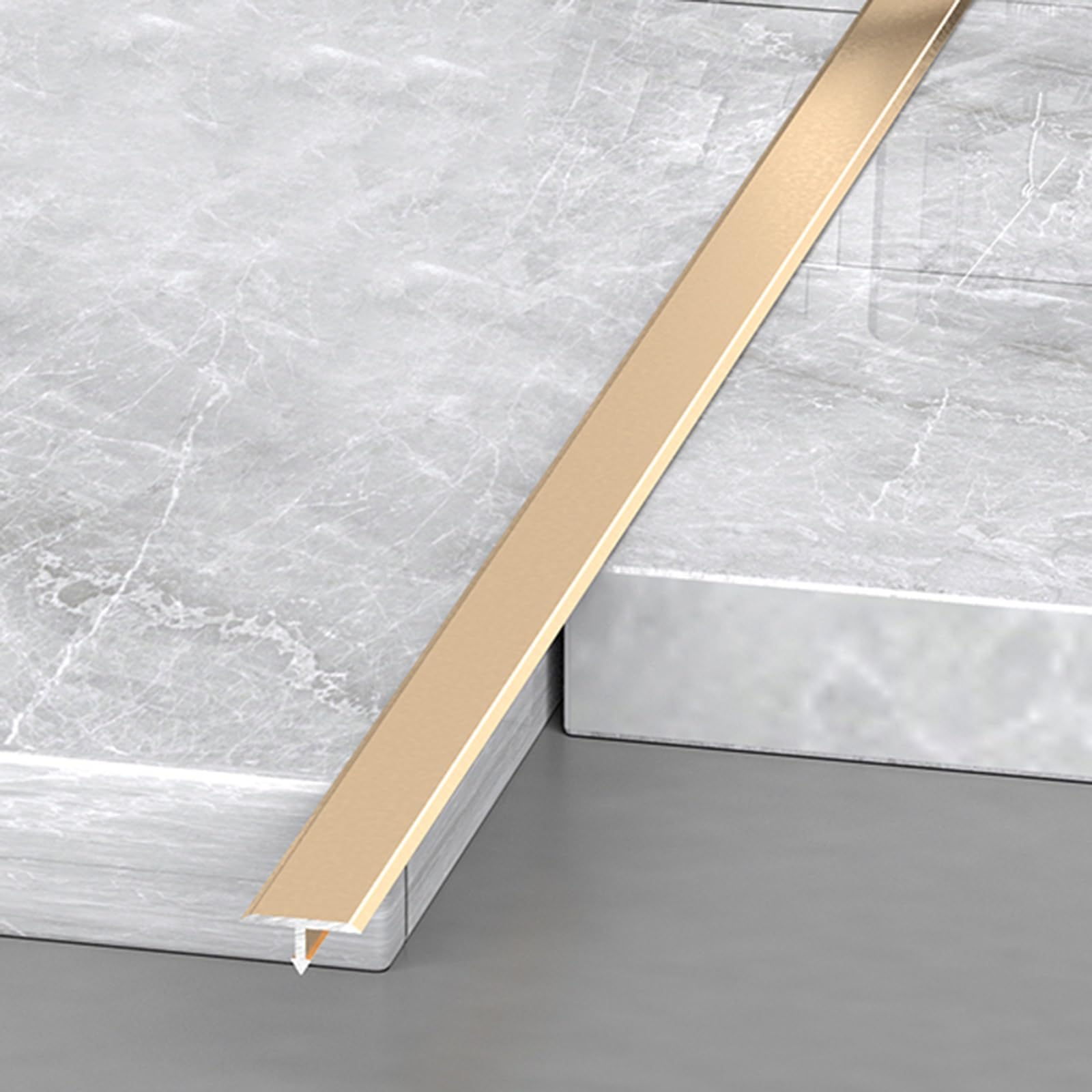 3pcs Aluminum T Molding Trim Floor Transition Strips Waterproof Door Threshold Seal Strip For Joining Gaps Laminate Planks Tiles(Gold,1 * 270cm(3 * 90cm))