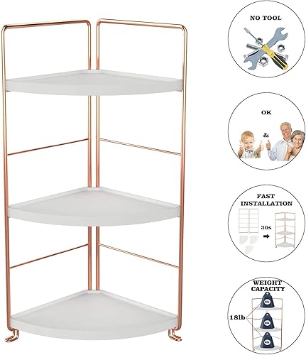 Miniatura 5 de Organizador de encimera de baño de 3 niveles, bandeja de tocador, almacenamiento de cosméticos y maquillaje, estante de pie para especias de cocina,