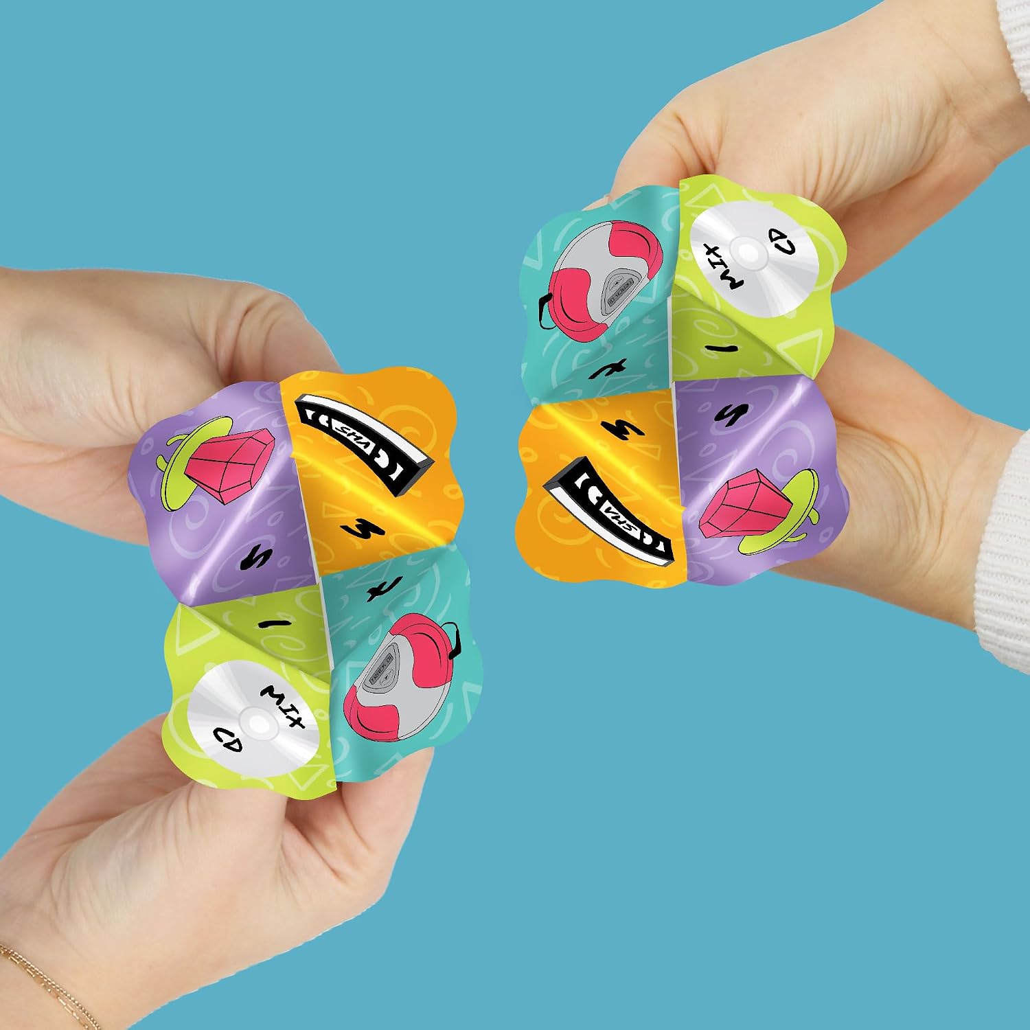 Big Dot of Happiness 90’s Throwback - 1990s Party Cootie Catcher Game - Truth or Dare Fortune Tellers - Set of 12 image 2