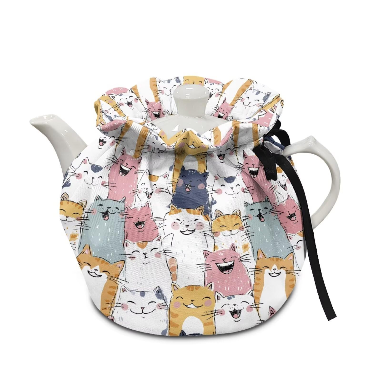 Xoenoiee Cute Cartoon Cats Pattern Tea Cozy Tea Cosy for Teapots Keep Warm Teapot Cover Insulated Kettle Cover for Home Kitchen Table Decor