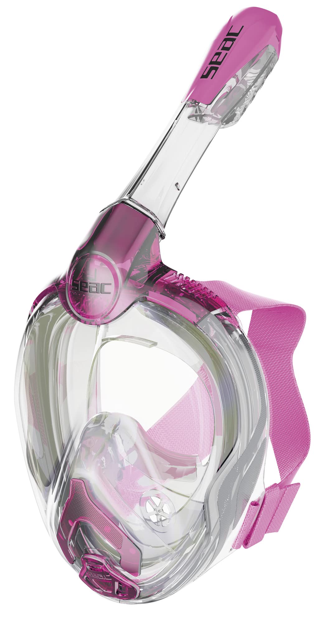 Seac Unica SLT, volgelaatsmasker voor snorkelen voor volwassenen en kinderen 6 , ftalaatvrij hypoallergeen polymeer gezichtsmasker, getest en gepatenteerd, JUNIOR, transparant/roze