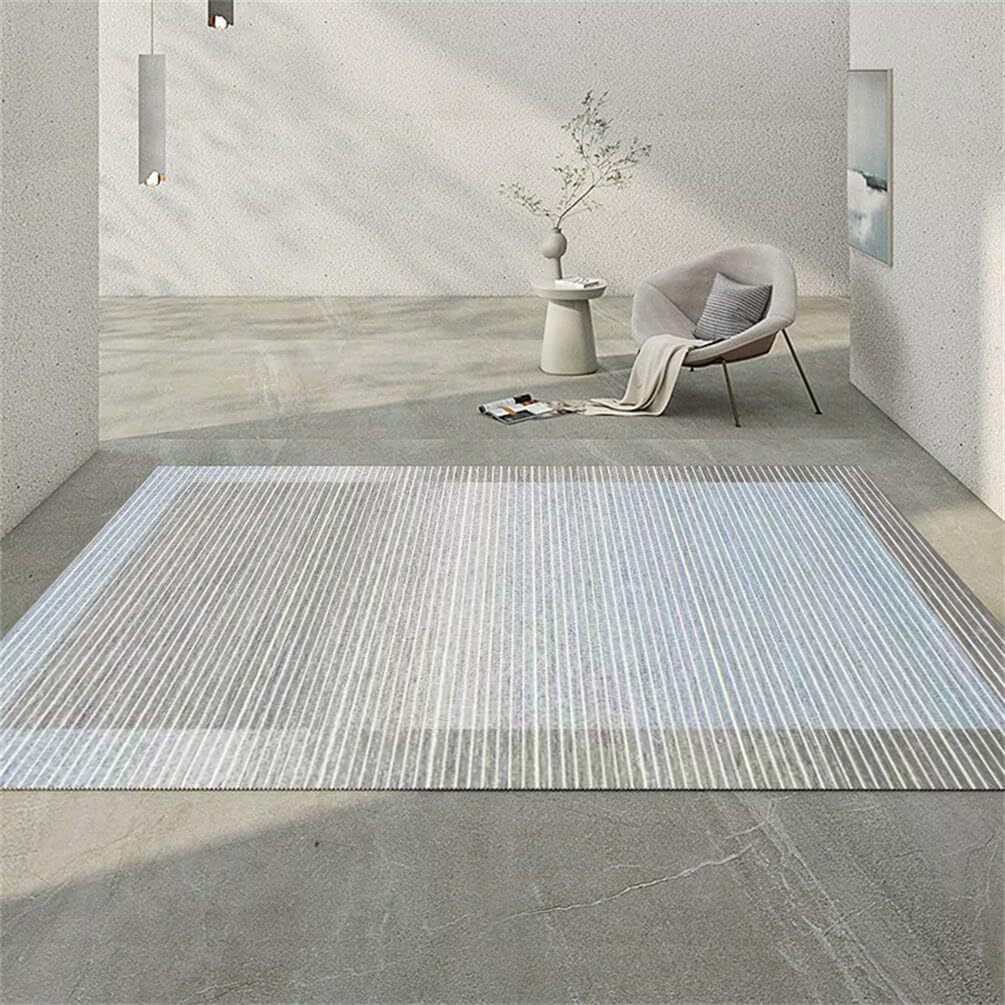 Tapis carré chambre ado lavable en machine bleu et gris 160x220cm