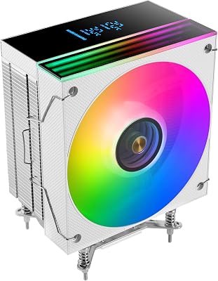 Mars Gaming MCPU-LCD, Dissipatore CPU 300W TDP, 6x Heatpipes HCT, Ventola 120mm, Schermo LCD, ARGB Dual Zone Infinity Mirror, Nucleo di Rame Iperbilanciato, Compatibilità Intel e AMD, Bianco