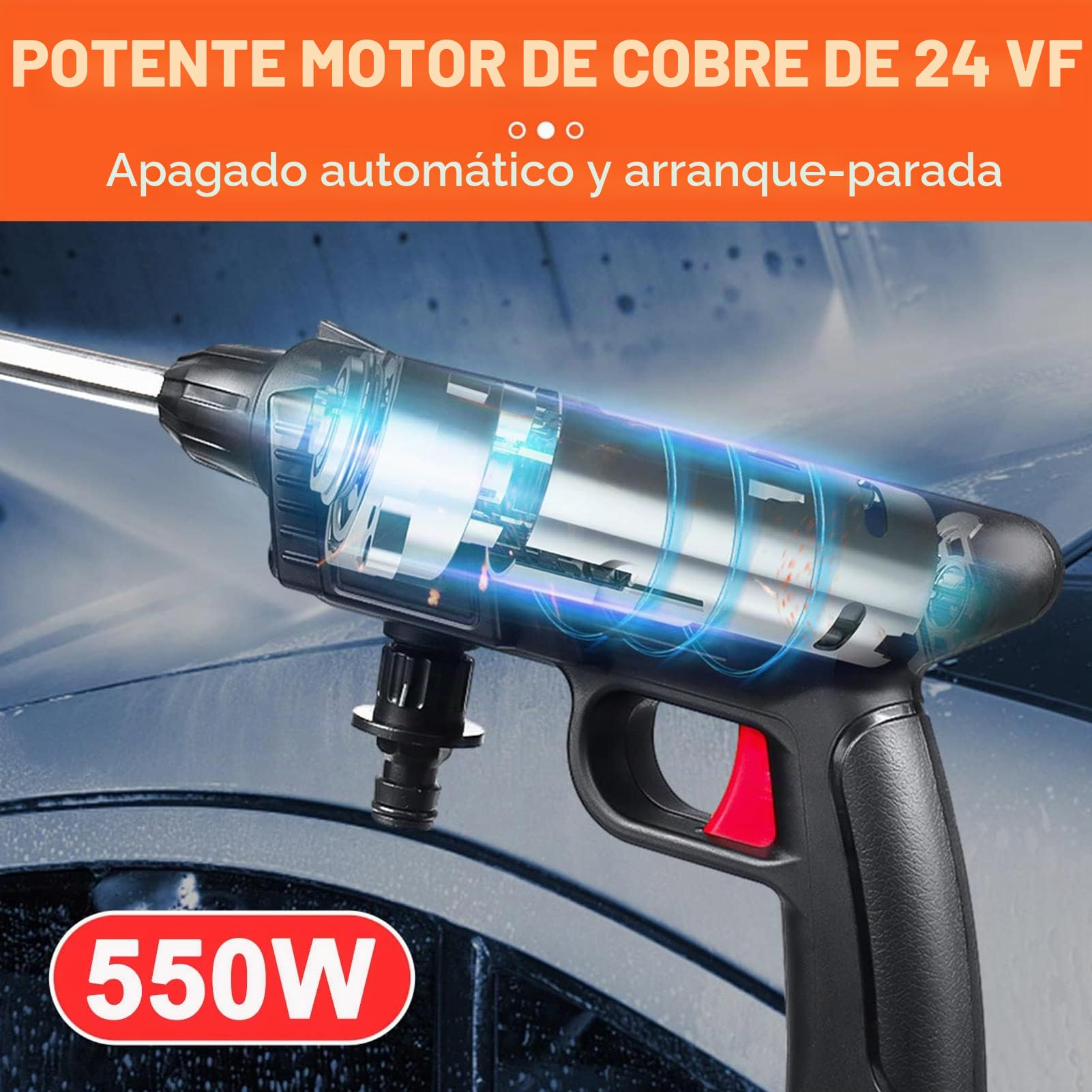 Limpiadora de alta presión inalámbrica, portátil, alimentado por batería, 21V, 1500 mAh, 150 PSI, incluye accesorios, para riego de plantas o limpieza de suelos (EU)