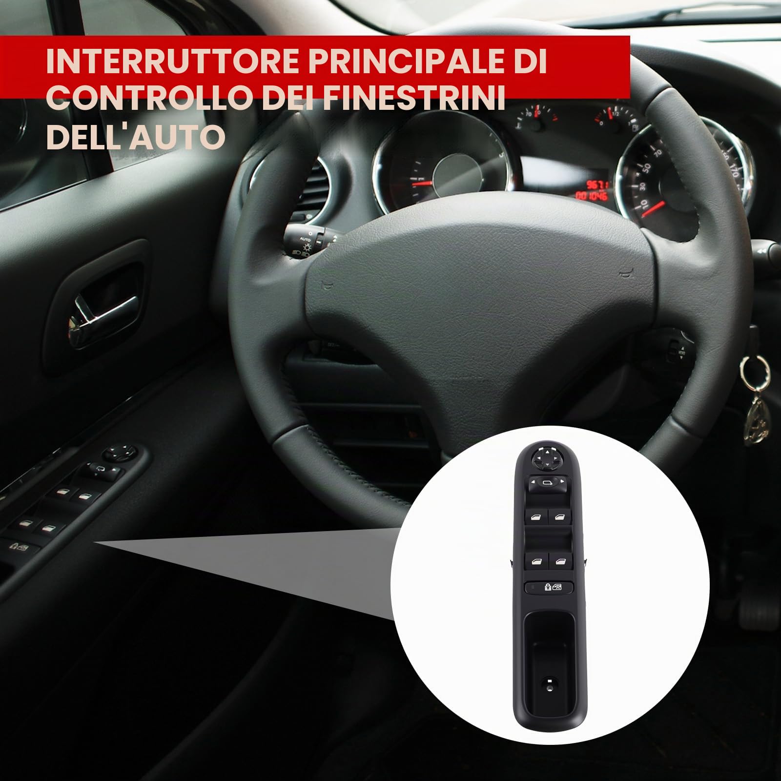 Interruttore alzacristalli elettrico Flydida, interruttore alzacristalli elettrico anteriore sinistro adatto per 3008 5008 Wagon 2009-2015 codice articolo 6490X5 6490.X5 96650621ZD 96650620ZD manuale