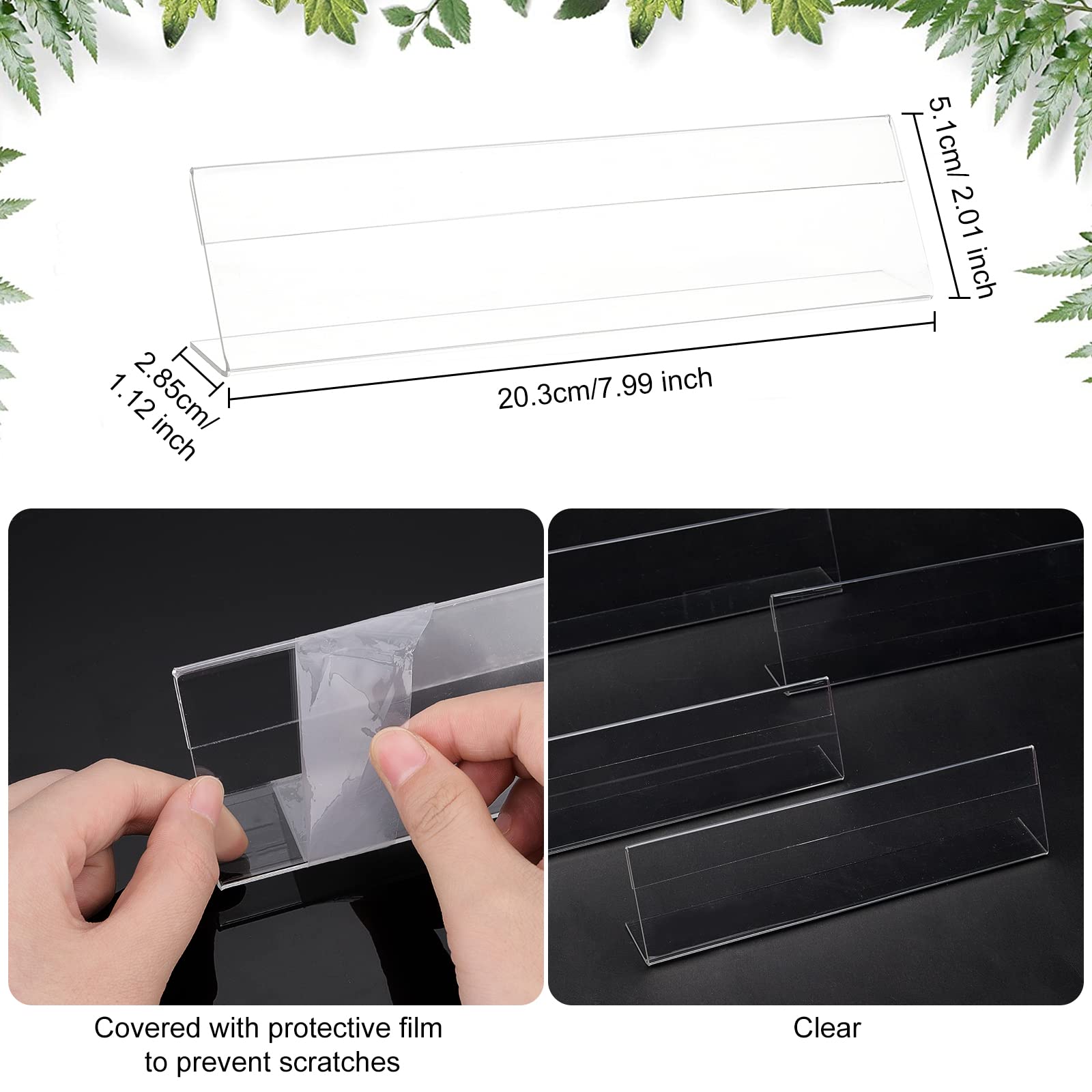 BENECREAT 22 Pack Acryl Display Ständer Namensschilder für Schreibtische 20x2.9x5cm Clear Back Sign Holder Stand für Tabelle Display, Lizenz Name Label Holder