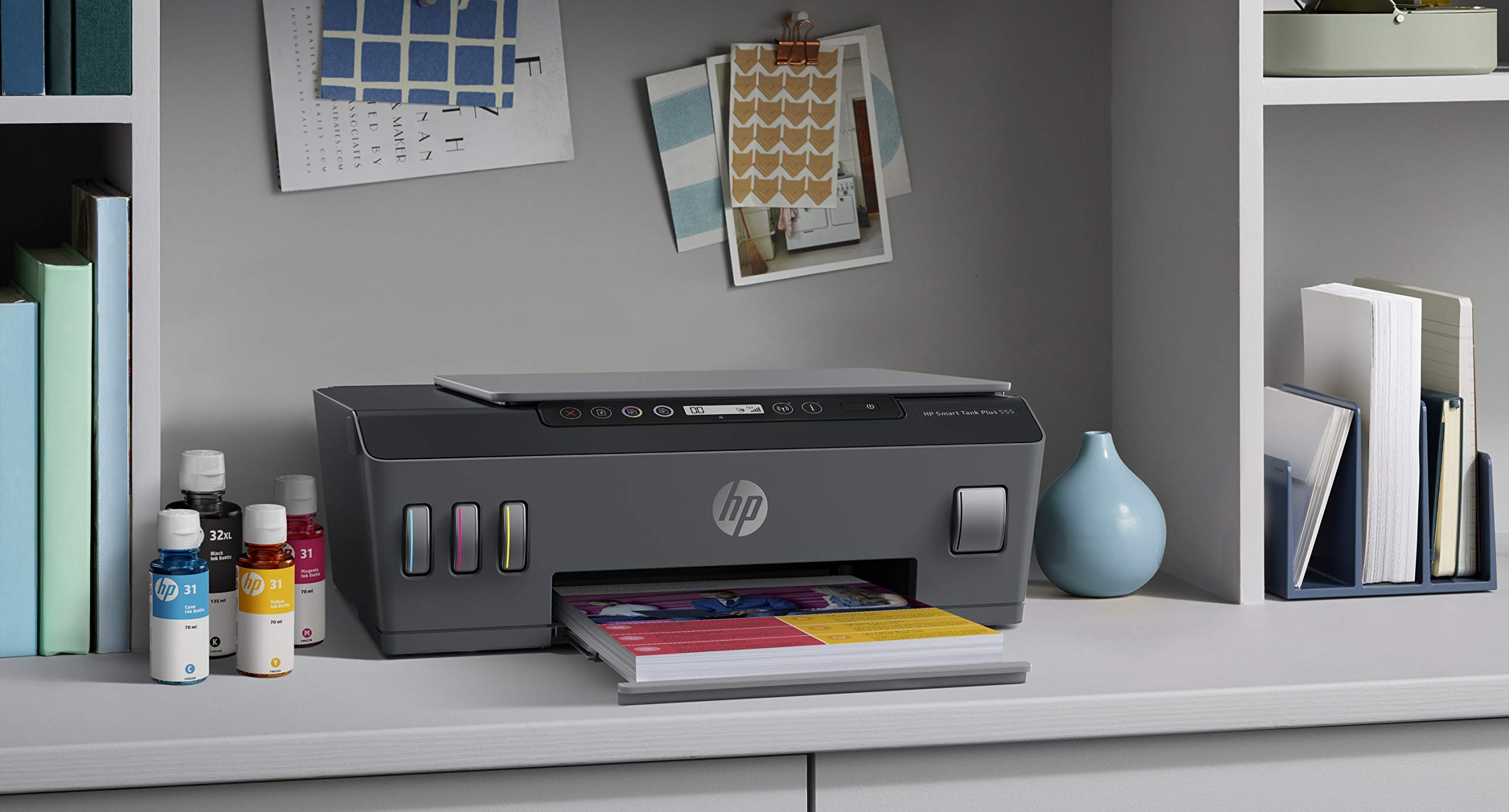 HP Smart Tank Plus 555 3-in-1 Multifunktionsdrucker (WLAN; Mobiles Drucken) – 3 Jahre Tinte inklusive, 3 Jahre Garantie, großer Tintentank, hohe Reichweite, Drucken in hoher Qualität