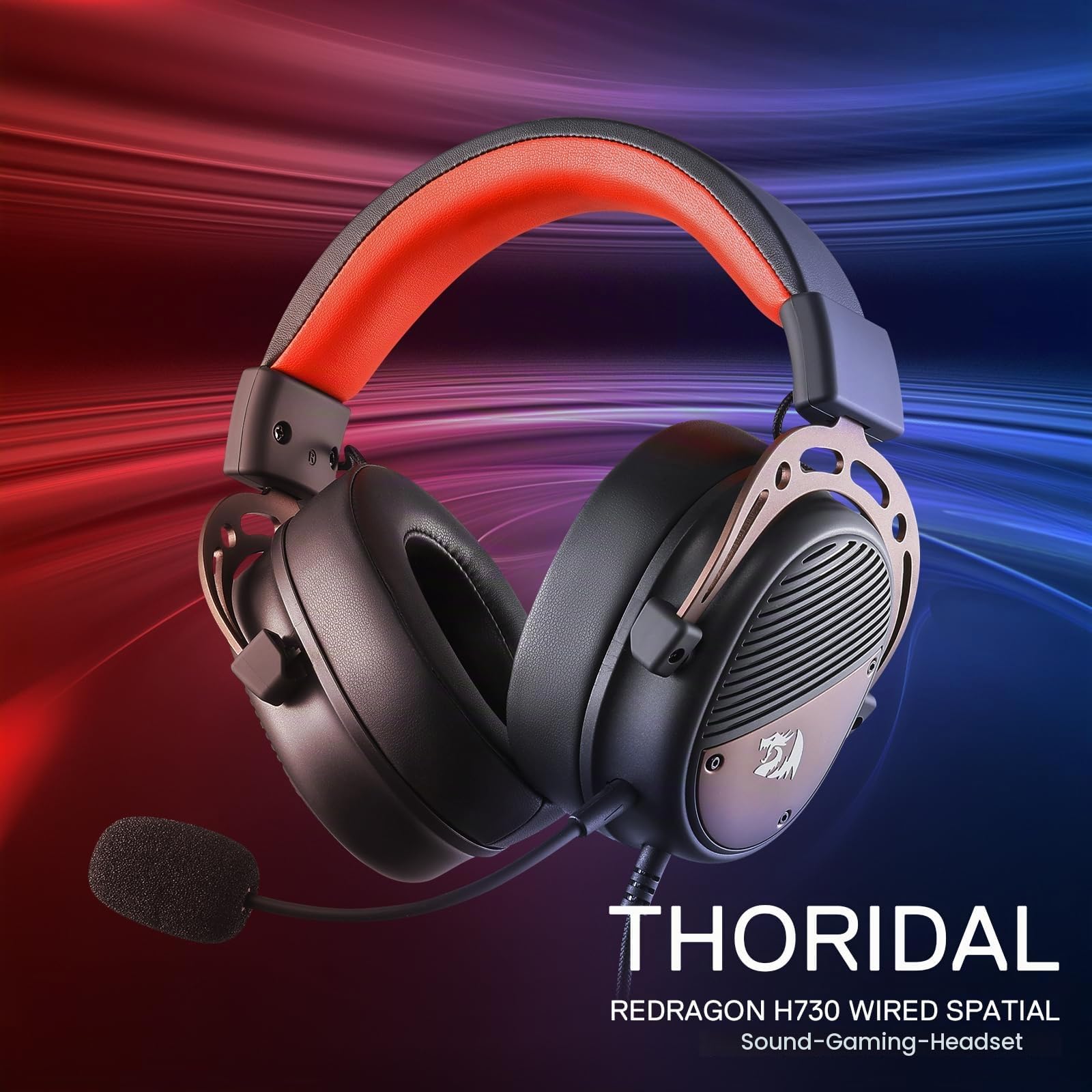 Redragon H730 USB Gaming Headset Kabel 53mm 360° Raumklang | kabelgebundenes Gaming Headset abnehmbares Mikrofon magnetische austauschbare Ohrpolster Over-Ear PC PS