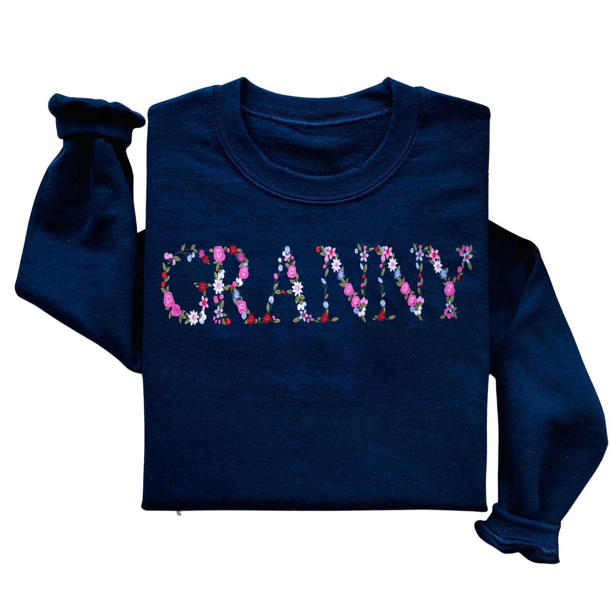 Embroidery Granny Sweatshirts For Women Gift Sweatshirt From Grandkids Granny Flower Grandma Gift Mothers Christmas