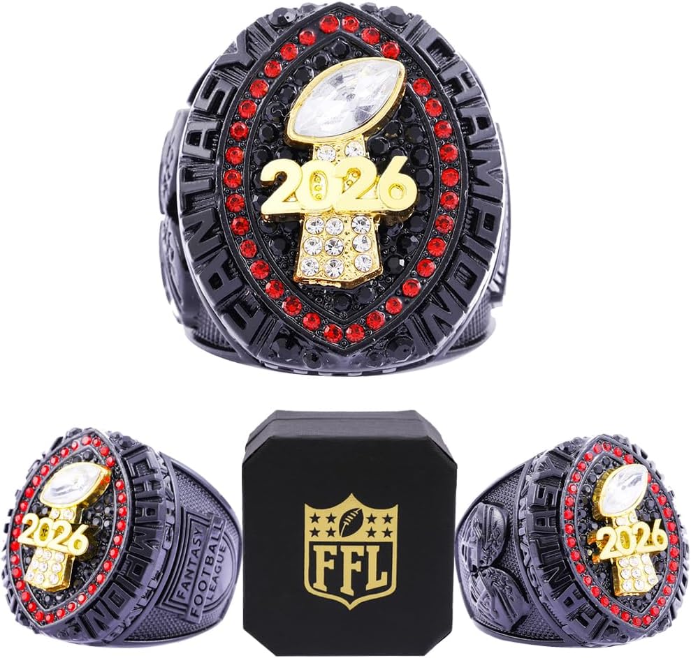 2026 Fantasy Football Championship Ring Heavy FFL Champion Trophy Ring Award Trophy for Fantasy Football League Winner