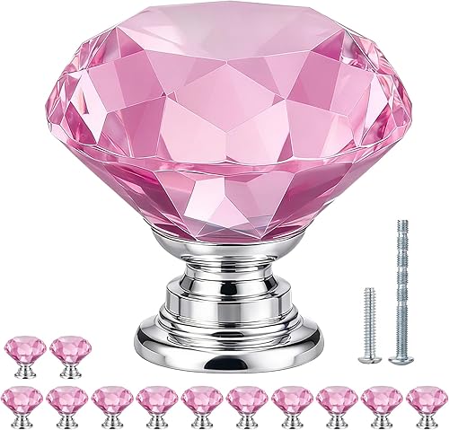 Miniatura 9 de POZEAN Perillas de gabinete de cristal 30 unidades, perillas para cómoda de 1.57 pulgadas para gabinete, cajón con dos tamaños diferentes