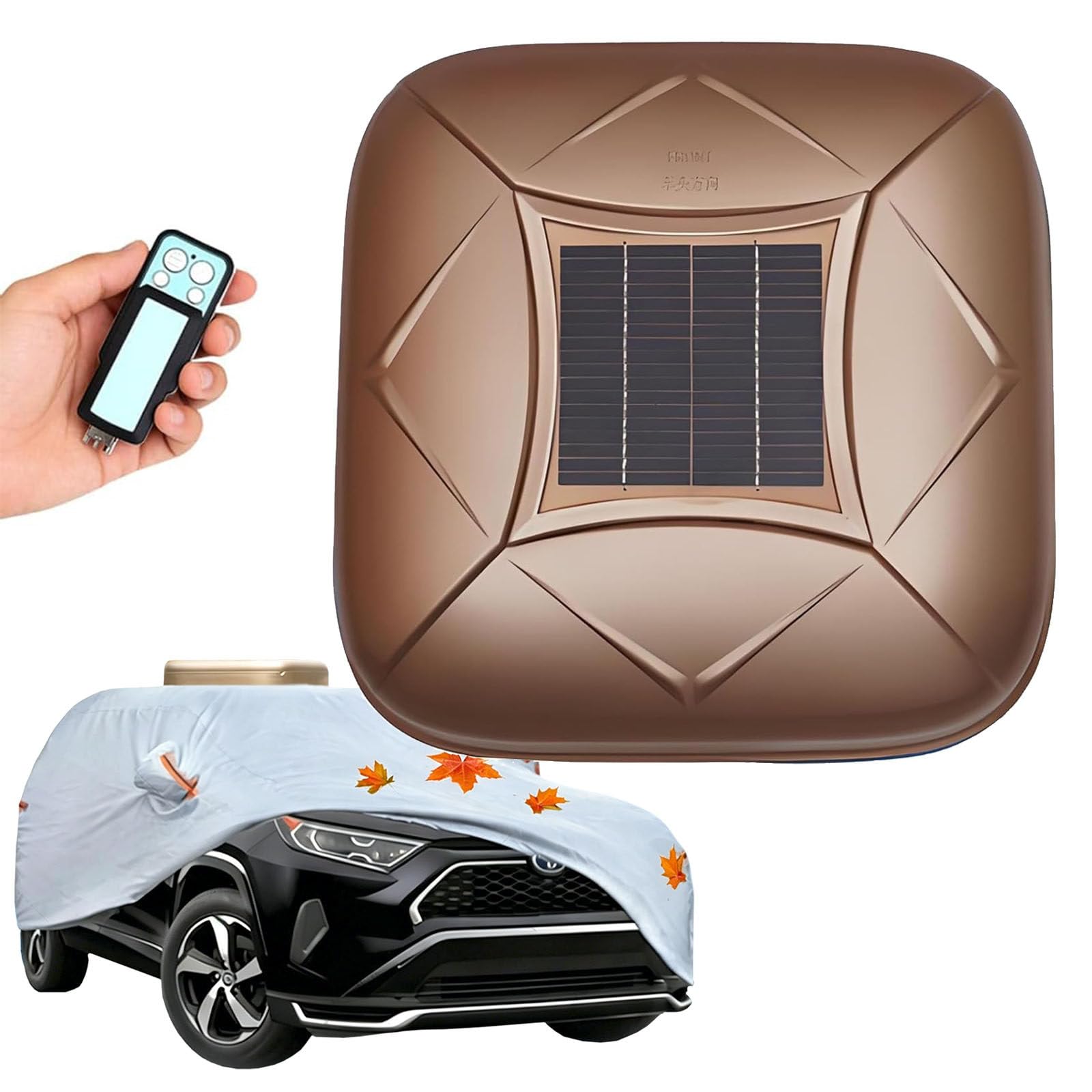 Naturalpowev Solar Automatic Smart Car Cover, Electric Retractable Vehicle Shelter, with Solar Charging, Remote Control, 30-Day Standby, with Anti-Theft Alarm, for Most Sedans Suvs Gold-YXXL