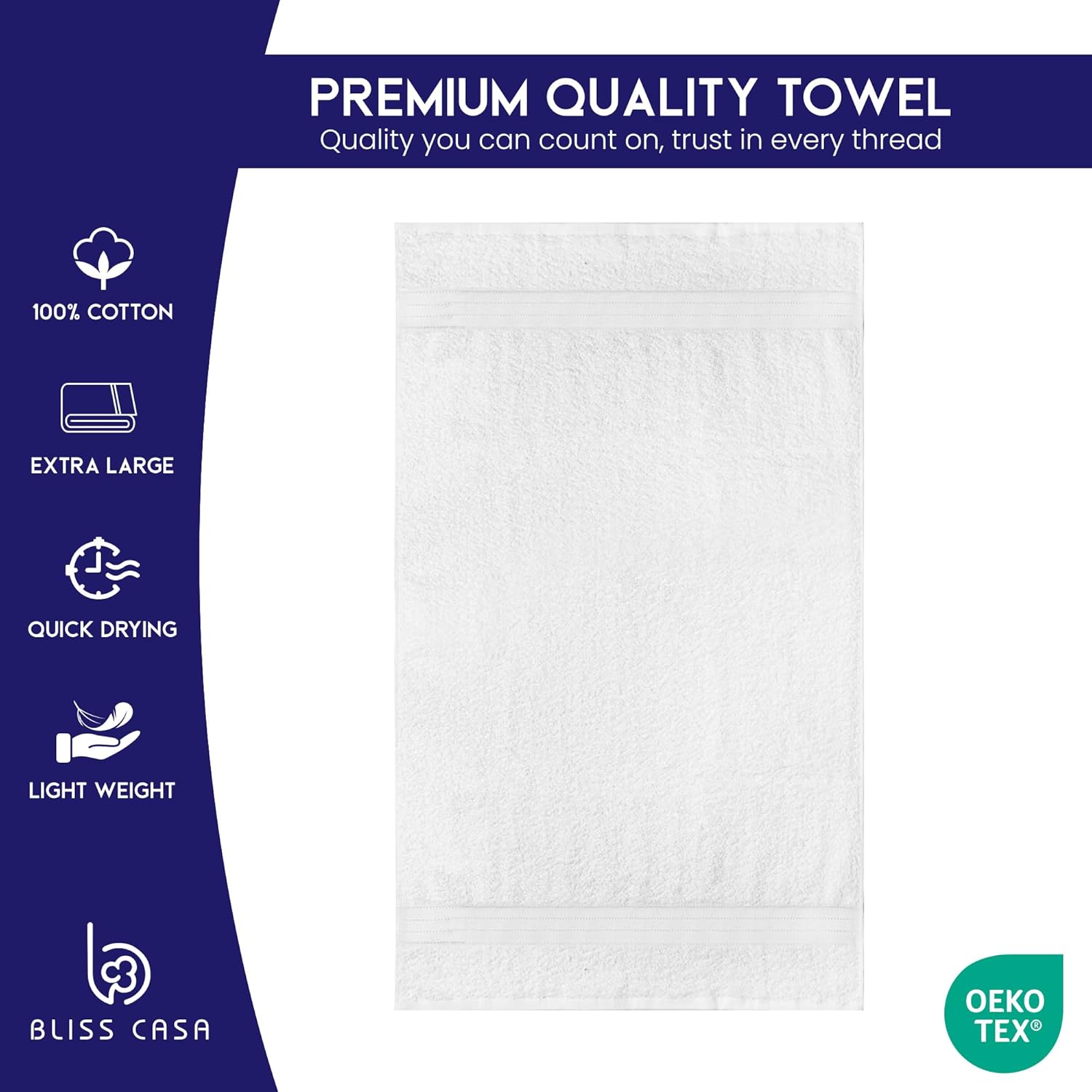 Bliss Casa 100% Cotton Bath Towel Set – 27″×54″, Ultra-Soft & Highly Absorbent Towels for Bathroom – Quick-Dry, Durable & Skin-Friendly (4-Pack)