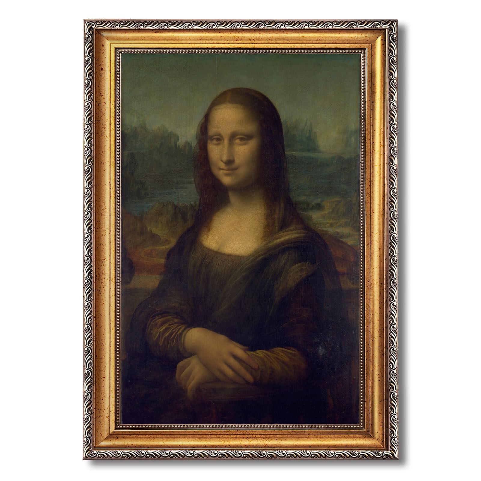 Gold Framed Mona Lisa by Leonardo da Vinci Canvas Wall Art Renaissance Famous Oil Painting Reproduction Poster Prints