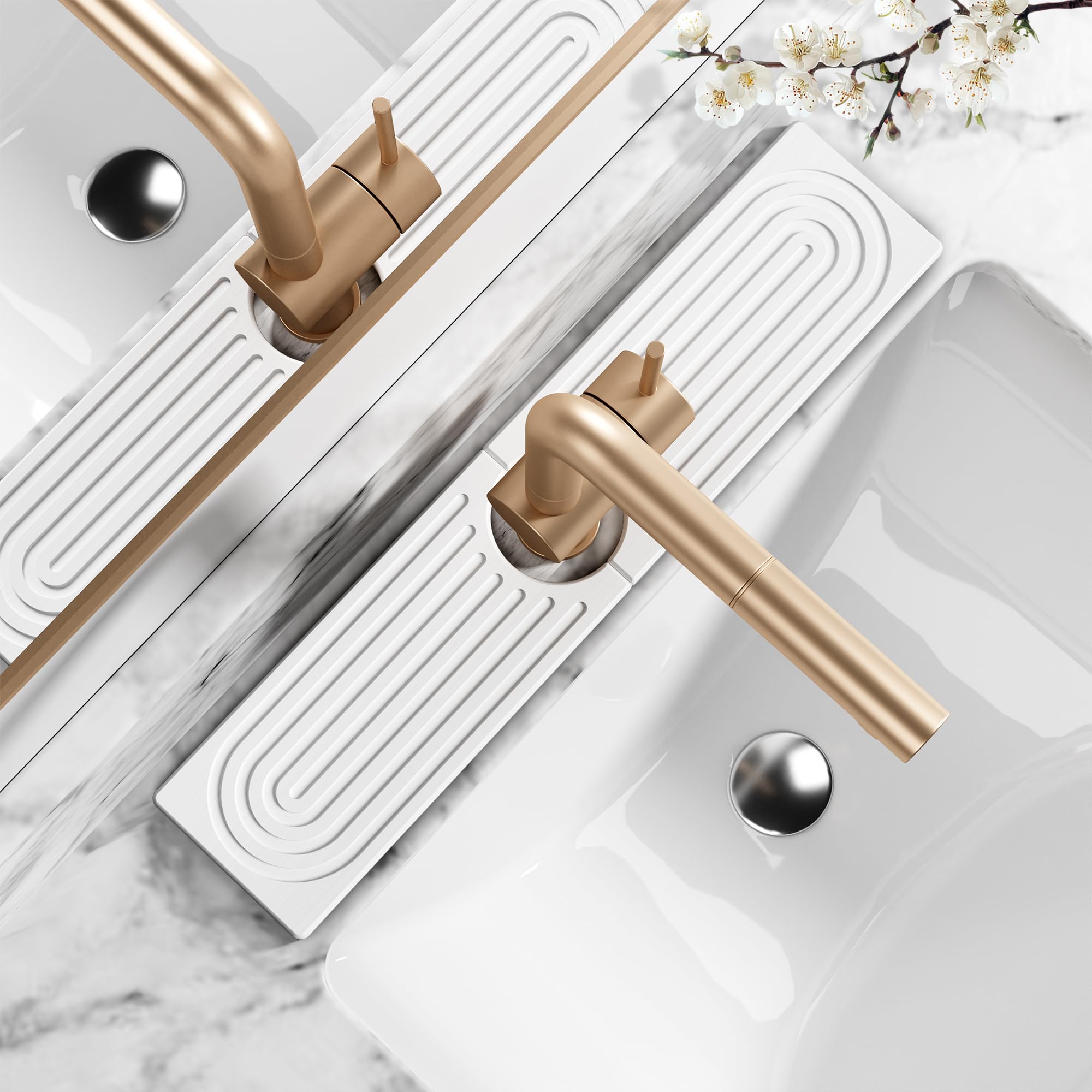Stone Faucet Mat for Kitchen Sink - Quick Dry Diatomite Sink Splash Guard Prevents Moisture Buildup Water Stains