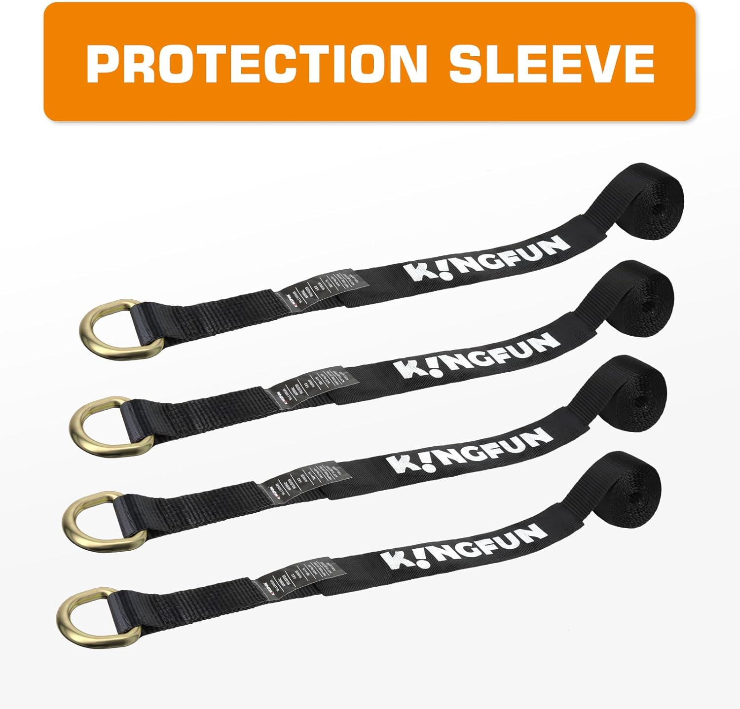 Kingfun Car Tie Down Straps for Trailers 4 Pack Lasso Straps - 2" x 120" Heavy Duty Trailer Strap, 10,000 lb Break Strength, Over The Wheel for Car Hauler, Truck, UTV, Utility Trailers - Image 4