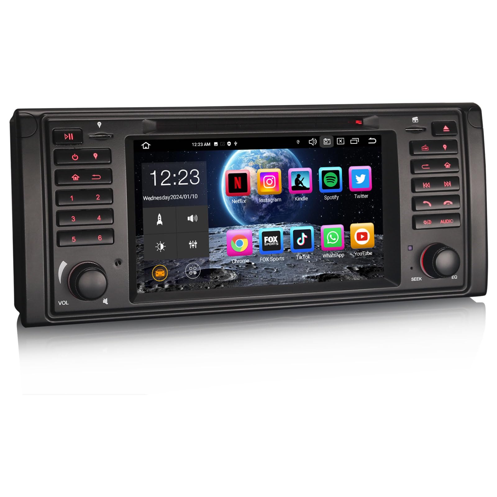 Erisin 8-Core Bluetooth 5.0 Android 14 DVD Autoradio GPS Stéréo pour BMW Série 5 E39 M5 7 Pouces Écran Tactile Soutien sans Fil CarPlay Android Auto Dab+ FM Radio DSP WiFi TPMS OBD2 4Go RAM+64Go ROM