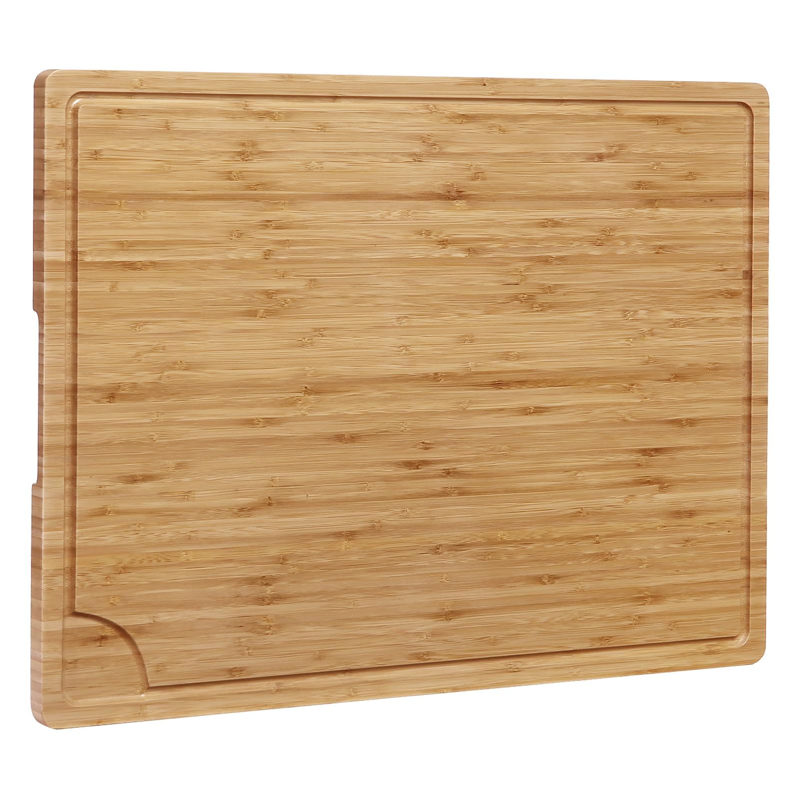 GarveeHome 24 Inch Extra Large Bamboo Cutting Board for Kitchen, Heavy Duty Wood Kitchen Stovetop Cover Chopping Board with Side Handles and Juice Groove, 100% Organic Bamboo