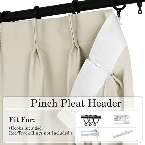 Miniatura 2 de Cortinas plisadas opacas para oscurecer la habitación, paneles plisados con aislamiento térmico para sala de estar y dormitorio (marfil, 72 pulgadas