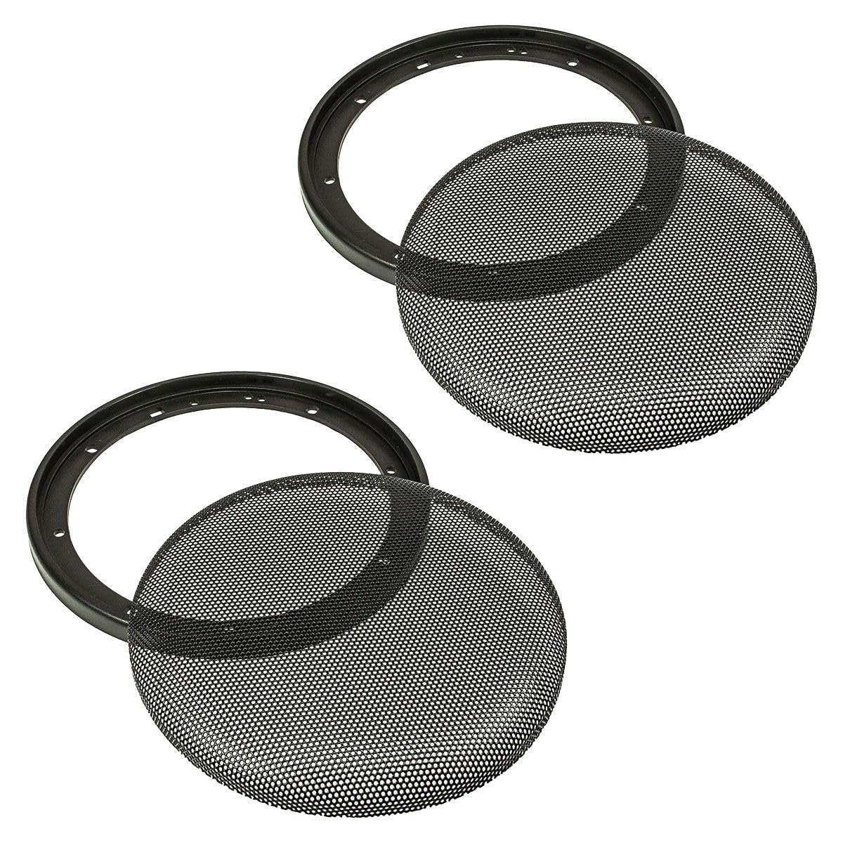 tomzz Audio 2800-002 Griglia dell'altoparlante per altoparlante 165mm DIN anello di plastica nero in 2 pezzi con set di griglie in metallo