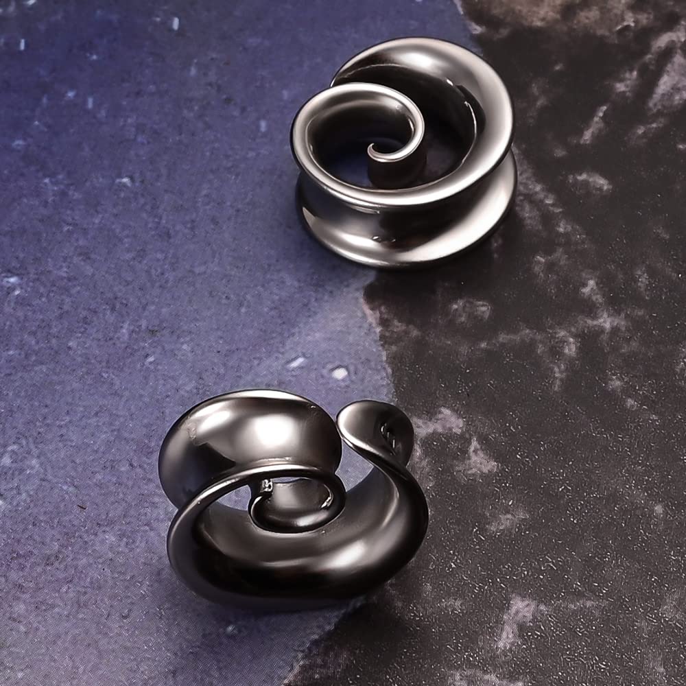 Vankula Ohr Flesh Tunnel Saddles Plug Spirale Edelstahl für Gestreckte Expander Ohrpiercing 8mm bis 25mm