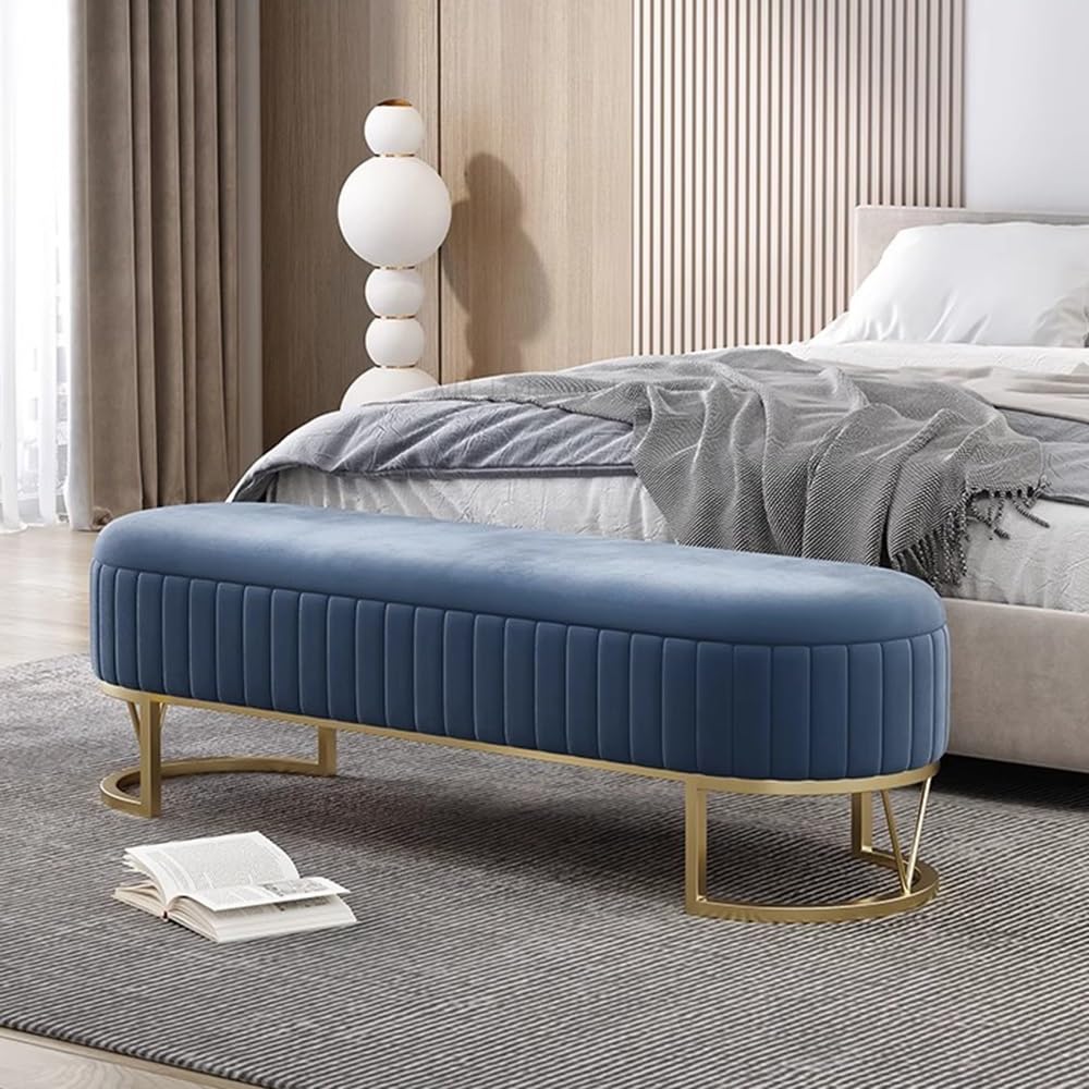 Moderno Banco de Almacenamiento tapizado con Patas de Metal, Moderno Banco de Almacenamiento for la Entrada de la Sala de Estar. Decorativo(Grey,Grande)