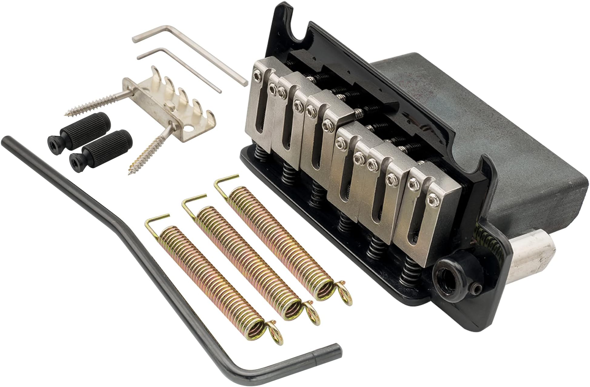 Musiclily Pro 52.5mm 2-Point Style ST Guitar Tremolo Bridge with Full Block Steel Saddles for American Strat Electric Guitar, Black