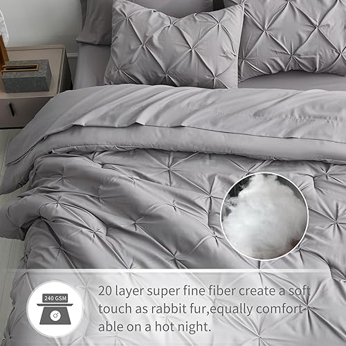 Miniatura 5 de Maple&Stone - Juego de edredón tamaño California King de 7 piezas con diseño plisado en una bolsa - Juego de edredón tamaño California King -