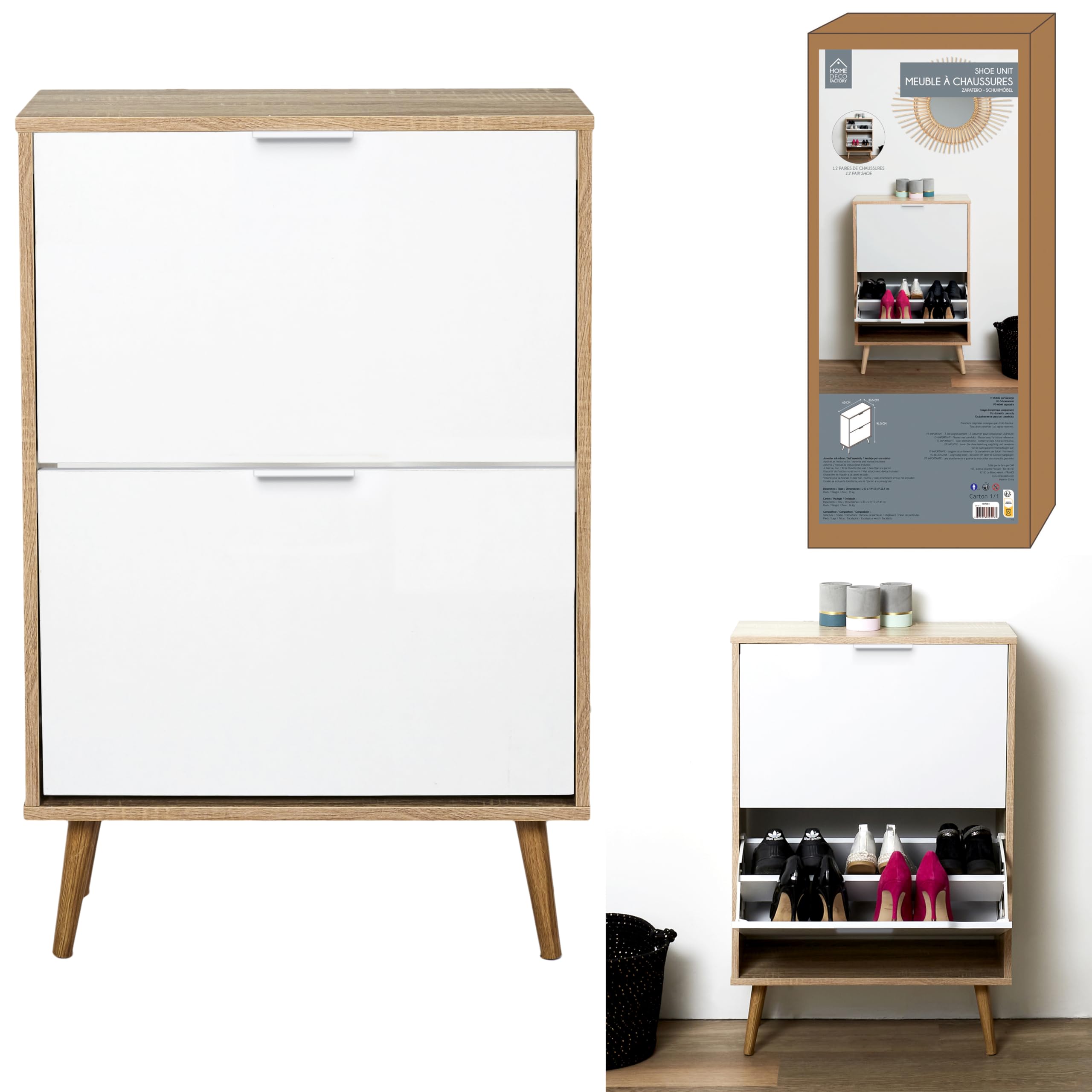 HOME DECO FACTORY MUEBLE ZAPATERO 2 PUERTAS
