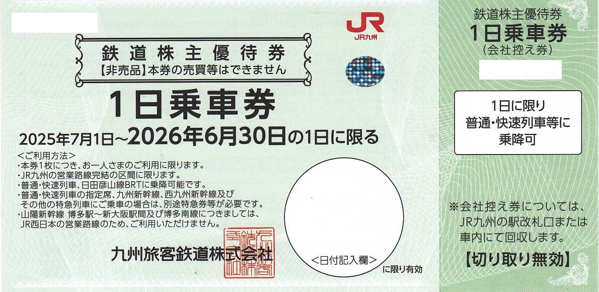 Amazon | JR九州 株主優待1日乗車券10枚 普通・快速列車に乗り放題  
