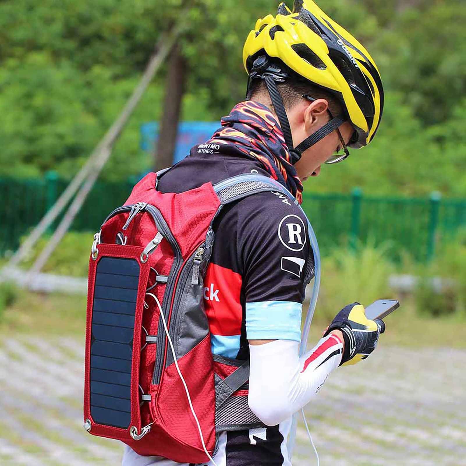 VGEBY Zaino Solare, Pannello Solare 6.5W Multifunzione Unisex capacità 2 Litri Zaino da Viaggio per Escursioni Bicicletta Viaggiatori Outdoor
