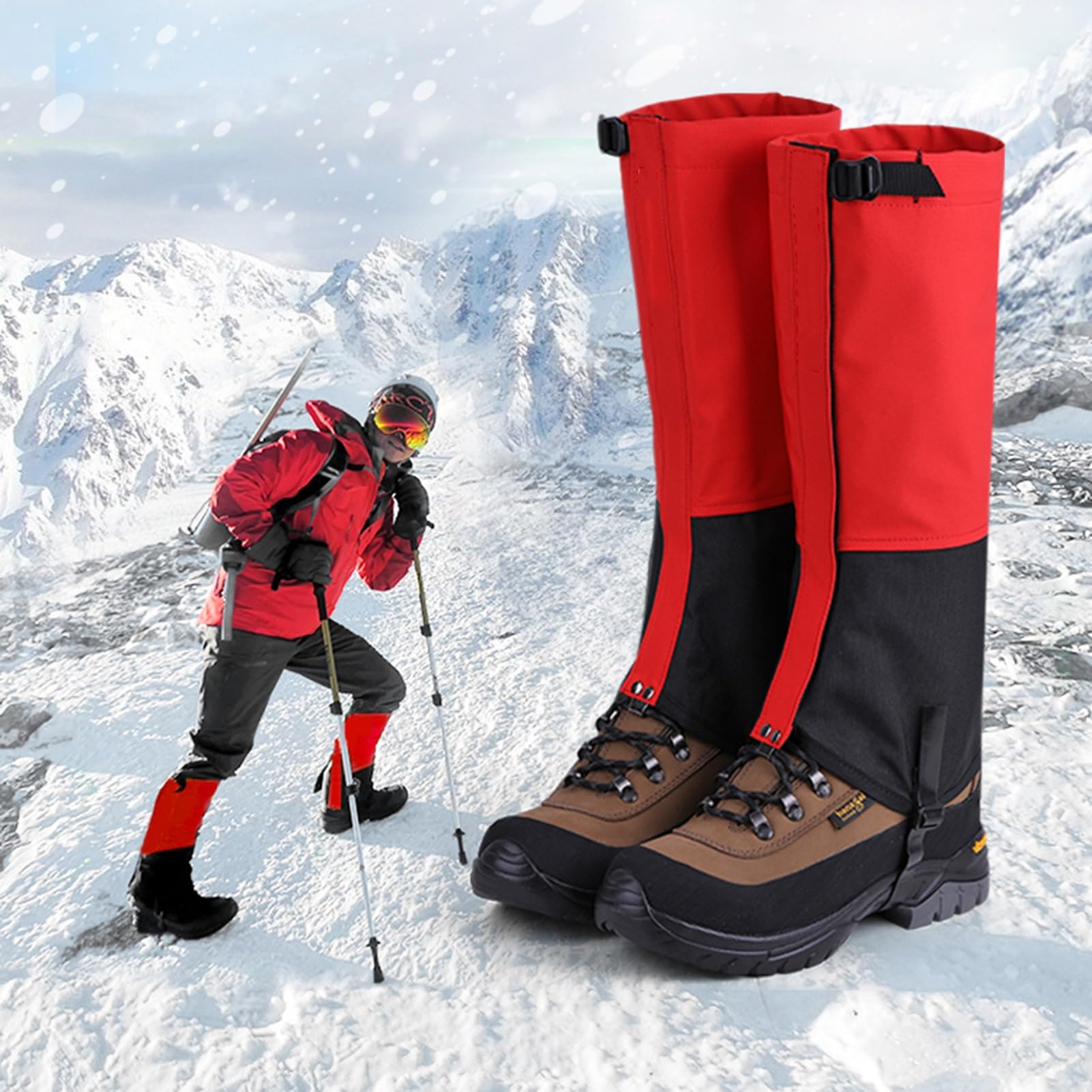 Polainas de Nieve, Polainas for Exteriores Ligeras y Ajustables for Adultos, for Senderismo en Barro,y Nieve, Caza, Escalada de montaña o esquí, Unisex(Black,S)