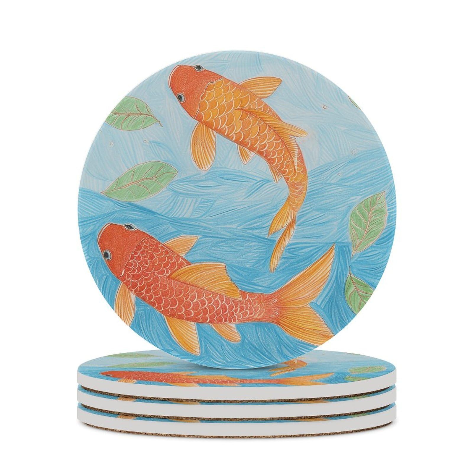 Dessous de verre en céramique poisson orange pour vos apéritifs