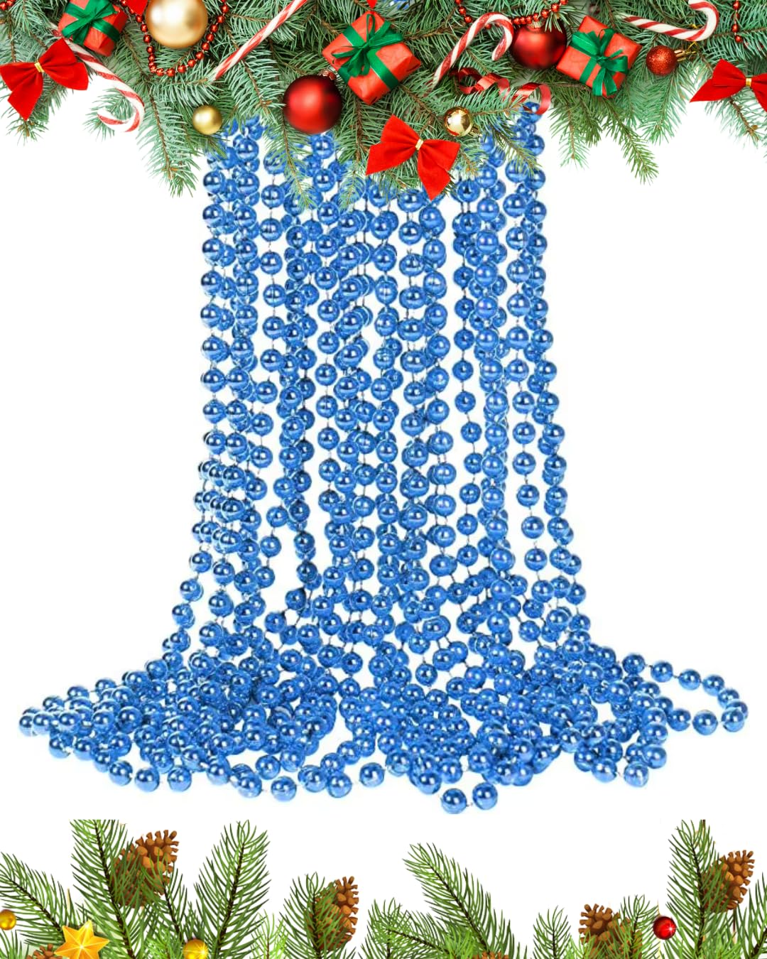 Ukdeals Direct Royal Blue Ukdd® 10M Long Christmas Bead Chain - Christmas Shiny Bead Garlands - Christmas Tree Decorations (Royal Blue)