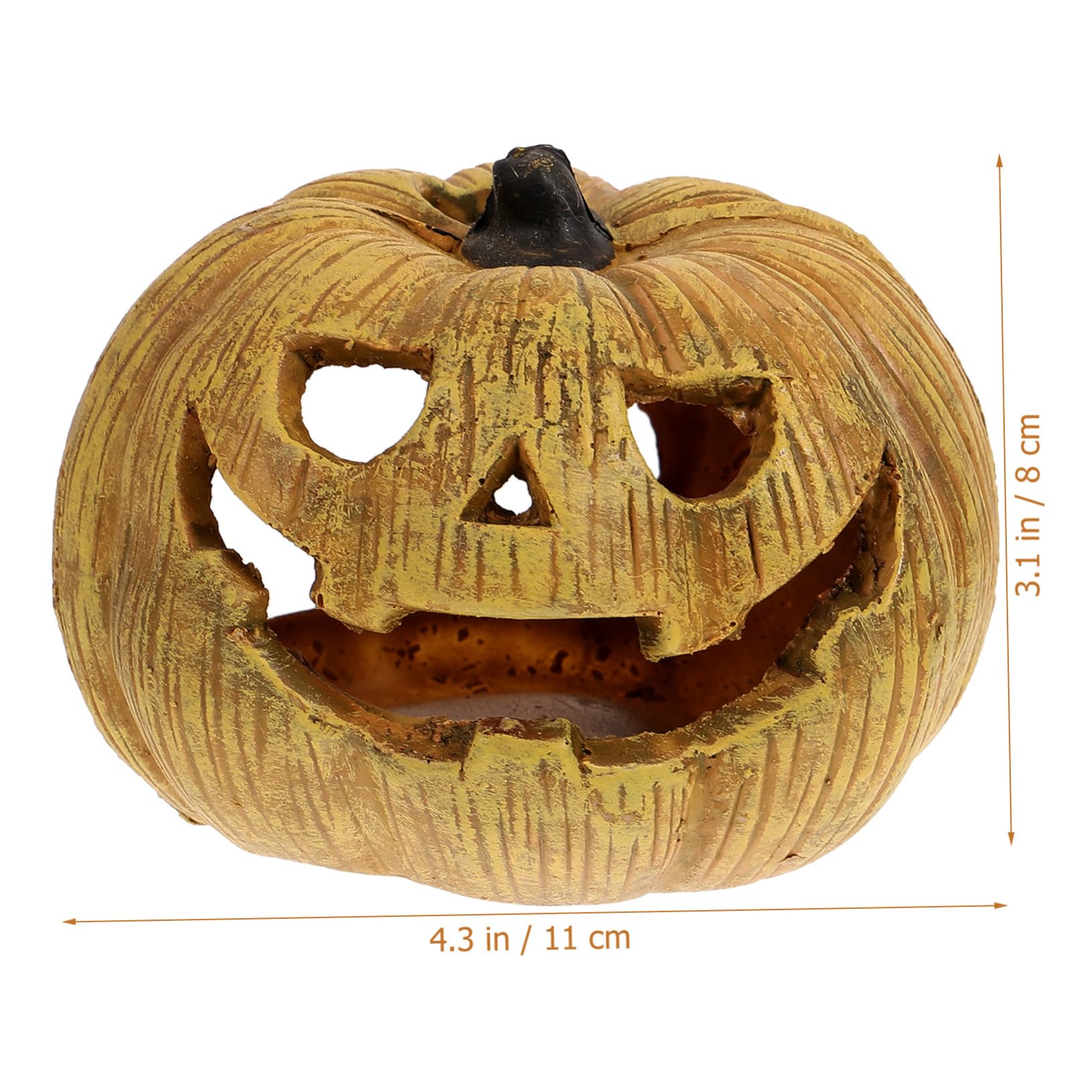 HOUDERCO Pumpkin Shaped Reptile Hideout Cave Creative Resin Decoration for Reptiles Lizards and Amphibians for Terrariums and Halloween Tank Decor Realistic Design