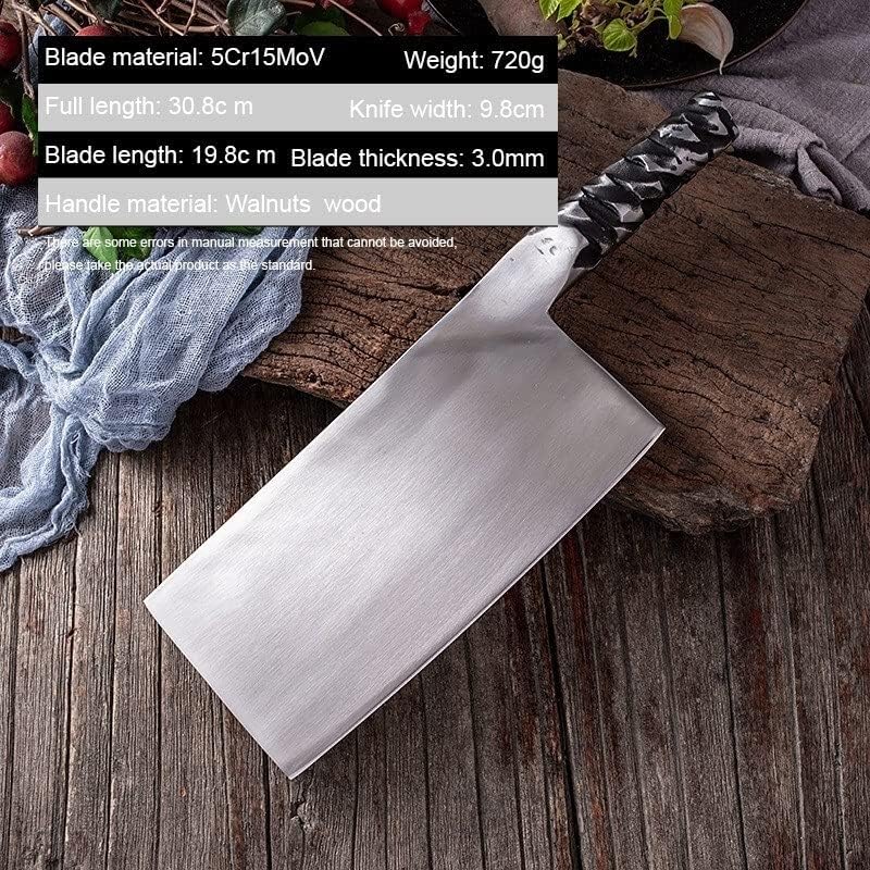 Meat Cleaver,Cleaver Knife Forged Chopping Slicing Knife Kitchen Knife Steel Head Cast Handle Hammered Stainless Steel Manganese Carbon Steel Meat Knife, LAMAJIGA5844