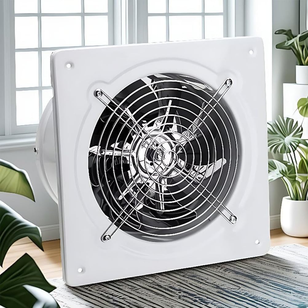 Commercial Low Noise Bathroom Exhaust Fan IP44 Water Proof Through Wall Garage Shops Ventilation Fan High Power Axial Exhaust Fan(8 Inch)