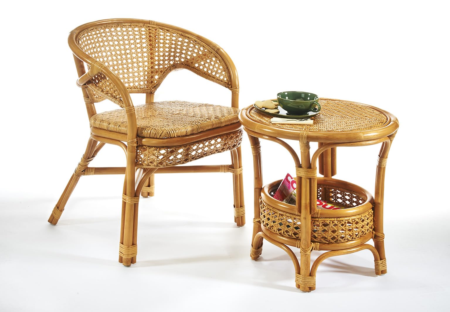 Kobolo Stuhl Rattanstuhl Sessel Rattansessel -Nimes- mit Wiener Geflecht - Natur