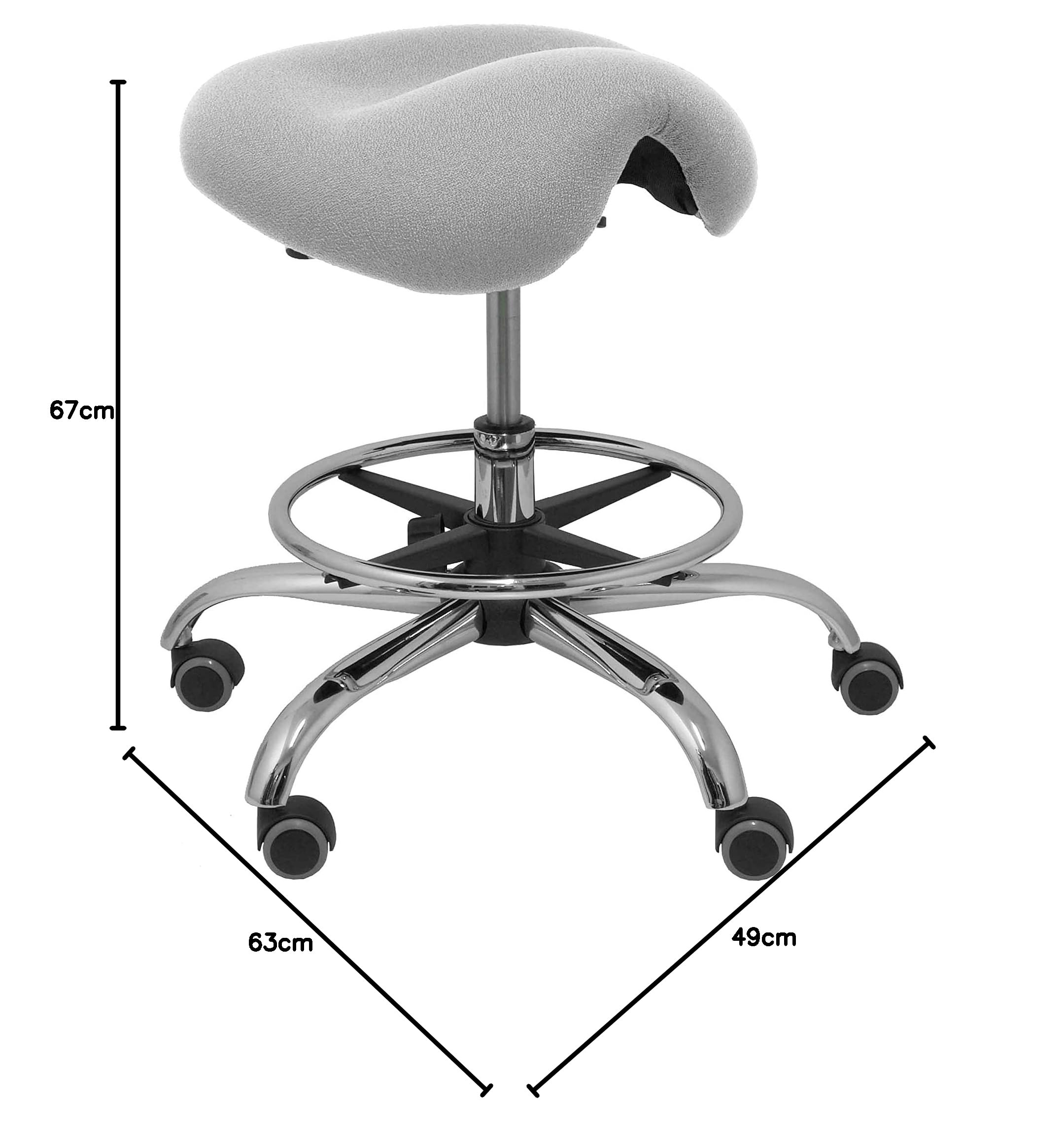 Piqueras y Crespo Modelo Ergo - Taburete clínico Giratorio y ergonómico con Asiento anatómico y Regulable en Altura(aro reposapiés Cromado Incluido)
