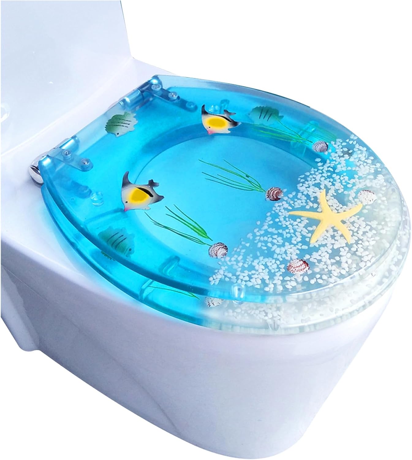 Toilet seat soft close toilet seat Heavy Duty Toilet Cover and Seat Round, with Stainless Steel Strong Hinges, Modern Toilet Seats, Easy to Install, No Slam Toilet Seat, Toilet Seat for Stylish Bathro