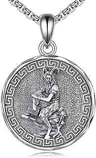 YFN Greek God Necklace Sterling Silver Greek Protector Pendant Religious Jewelry Gifts for Women Men