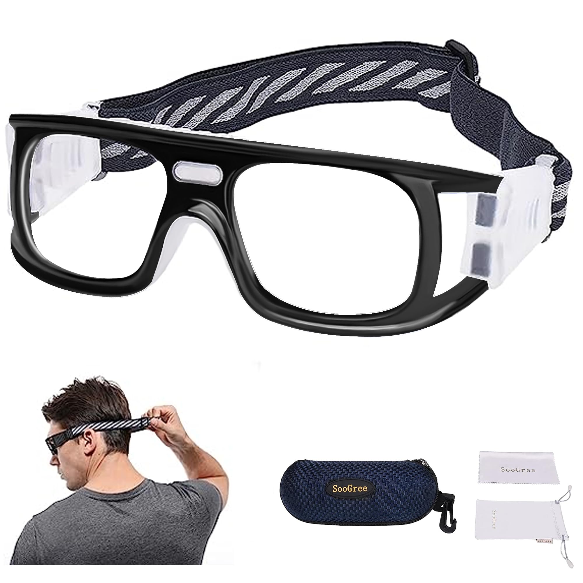 SooGree Gafas deportivas de baloncesto y fútbol, para hombres y mujeres, gafas de seguridad, antiempañamiento, choque, gafas de colisión